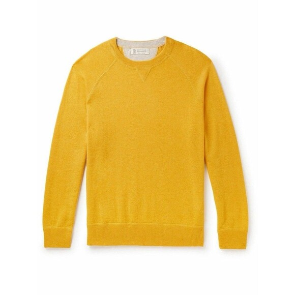 Brunello Cucinelli Men’s Cashmere Sweater Yellow Size IT 50 US 38 - Picture 1 of 16